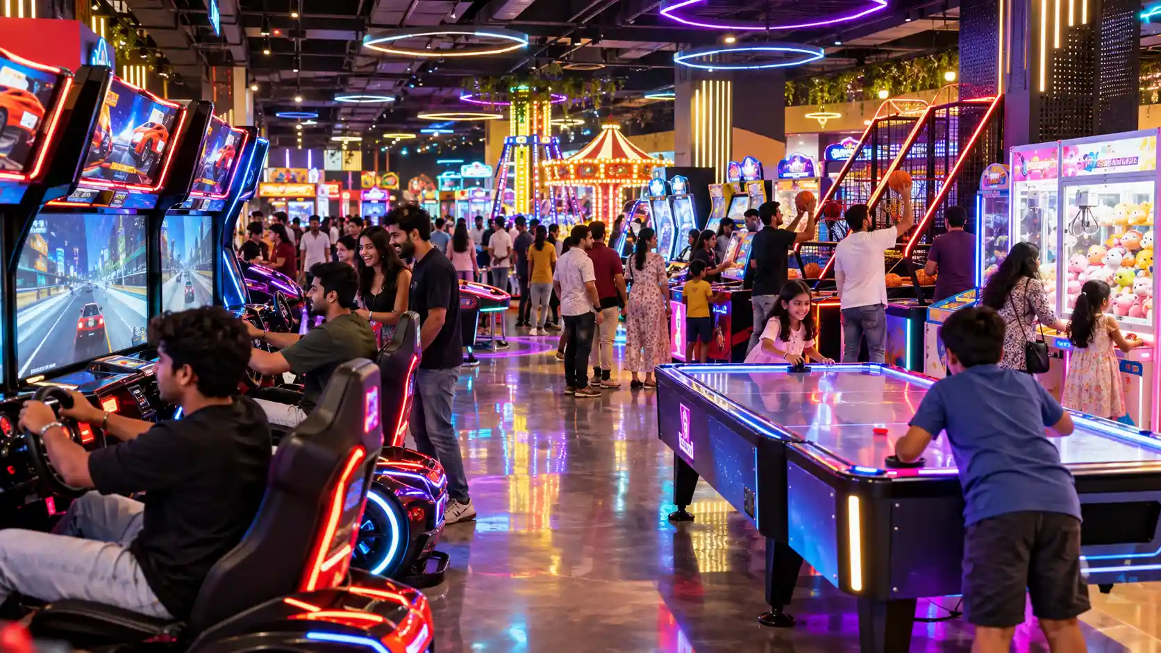 Arcade machines at a game zone in Bangalore