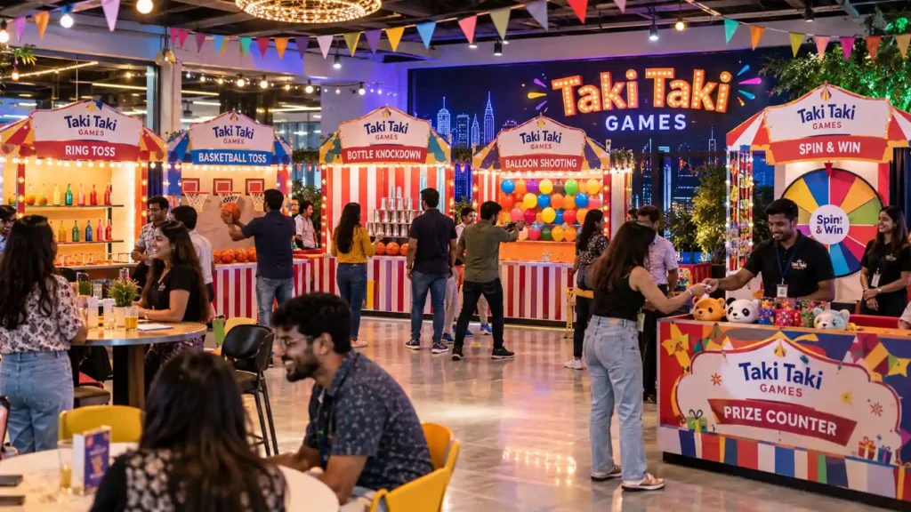 Taki Taki Games carnival stalls set up as a game zone in Bangalore office event